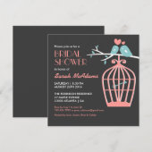 Roze en grijze vogelkooi Lovevogels Uitnodiging (Voorkant / Achterkant)