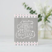 Roze en grijze vrolijke kerst feestdagenkaart (Staand voorkant)