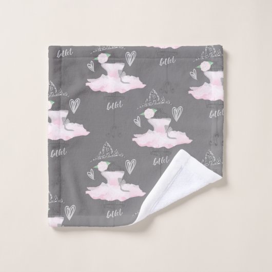 Roze en grijze waarneming Ballerina Girls Bad Handdoek (Wasdoekje)