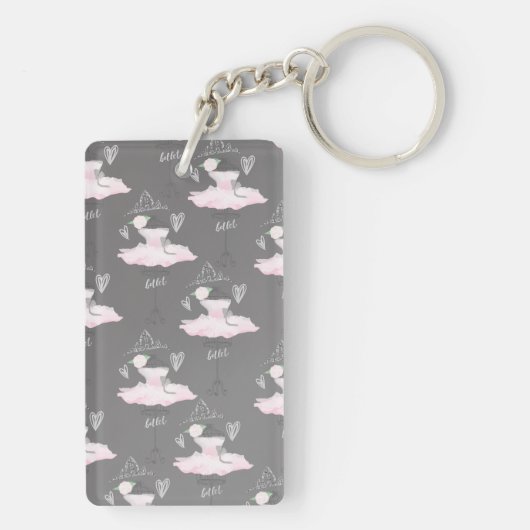 Roze en grijze waarneming Ballerina Girls Chic Sleutelhanger (achterkant)