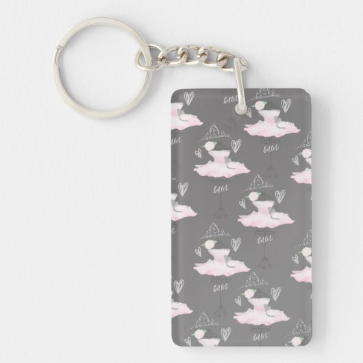 Roze en grijze waarneming Ballerina Girls Chic Sleutelhanger (Voorkant)