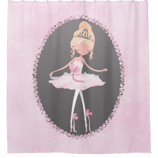 Roze en grijze waarneming Ballerina Girls Douchegordijn (Voorkant)
