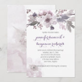 Roze en grijze Waterverf Blosgeld Wedding Invites Kaart (Voorkant / Achterkant)