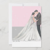 Roze en grijze Waterverf Bruiloft Kaart (Achterkant)