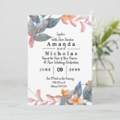 Roze en grijze Waterverf Floral Lijst (Staand voorkant)