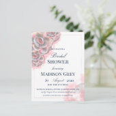 Roze en grijze Waterverf Succulent Vrijgezellenfee Uitnodiging Briefkaart (Staand voorkant)