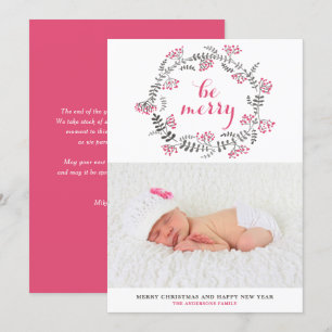 Roze en grijze wee kerstfoto feestdagenkaart
