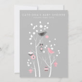 Roze en grijze wintersneeuw Baby shower Kaart (Achterkant)