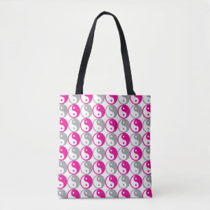 Roze en grijze yang patroon tote bag