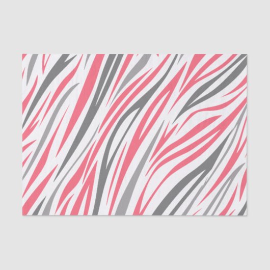 Roze en Grijze Zebra Stripe Patroon Decoupage Tissuepapier (Voorkant)