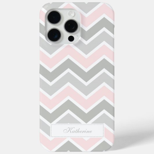 Roze en Grijze Zigzag Chevron Patroon Case-Mate iPhone Case (Achterkant)