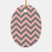 Roze en grijze zigzag keramisch ornament (Voorkant)