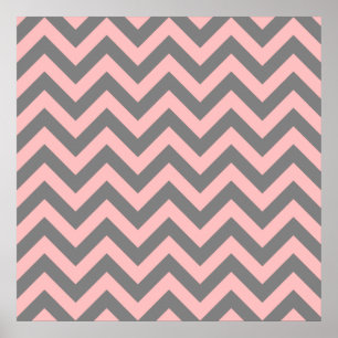 Roze en grijze zigzag poster