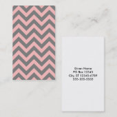Roze en grijze zigzag visitekaartje (Voorkant / Achterkant)