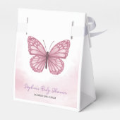Roze en grillige vlinder Baby shower Bedankdoosjes (Achterkant)
