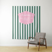 Roze en groen 1950s vakantie foto achtergrond wandkleed (In situ)