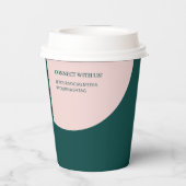 Roze en groen | Aangepaste Koffie voor kleurenblok Papieren Bekers (Achterkant)