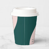 Roze en groen | Aangepaste Koffie voor kleurenblok Papieren Bekers (Rechts)