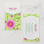 Roze en groen Abstract Floral design Visitekaartje (Voorkant / Achterkant)