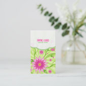 Roze en groen Abstract Floral design Visitekaartje (Staand voorkant)