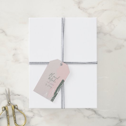 Roze en groen Abstract handgemaakt product — Label Cadeaulabel (Met Touw)