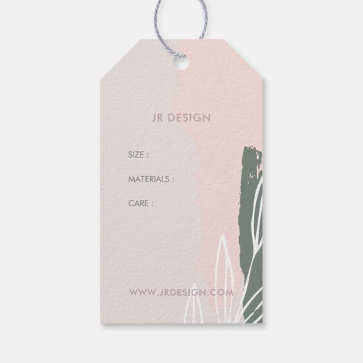 Roze en groen Abstract handgemaakt product — Label Cadeaulabel (Achterkant)