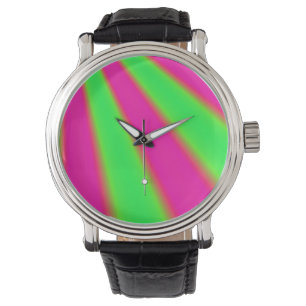 Roze en groen abstract horloge