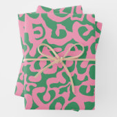 Roze en Groen Abstract Modern Scala Mediapatroon Inpakpapier Vel (In situ)