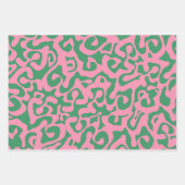 Roze en Groen Abstract Modern Scala Mediapatroon Inpakpapier Vel (Voorkant)