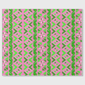 Roze en Groen Afrikaans Patroon Cadeaupapier (Vlak)