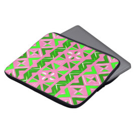 Roze en Groen Afrikaans Patroon Laptop Sleeve