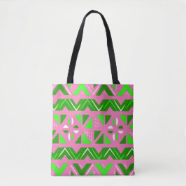Roze en Groen Afrikaans Patroon Tote Bag