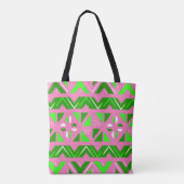 Roze en Groen Afrikaans Patroon Tote Bag (Achterkant)