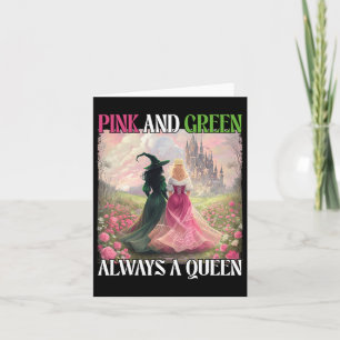 Roze en groen altijd een koningin heks Halloween v Kaart