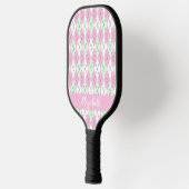 Roze en groen argyle preppy aangepaste naam modern pickleball paddle (Links)