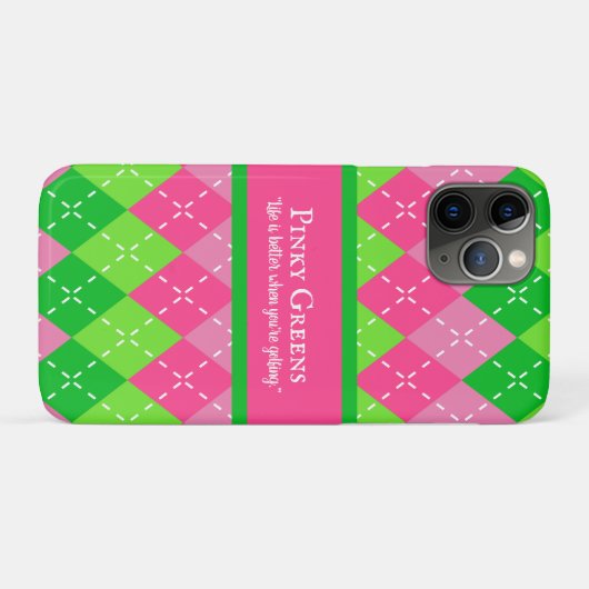 Roze en Groen Argyle Wit Stitching Preppy Golf Case-Mate iPhone Case (Achterkant (horizontaal))