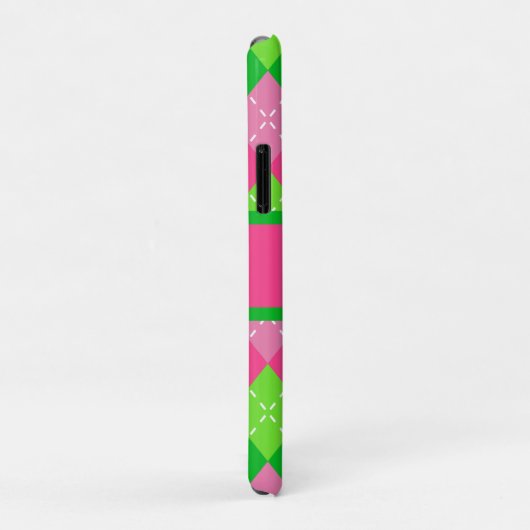 Roze en Groen Argyle Wit Stitching Preppy Golf Case-Mate iPhone Case (Achterkant/rechts)