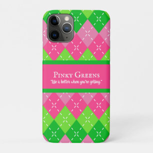 Roze en Groen Argyle Wit Stitching Preppy Golf Case-Mate iPhone Case