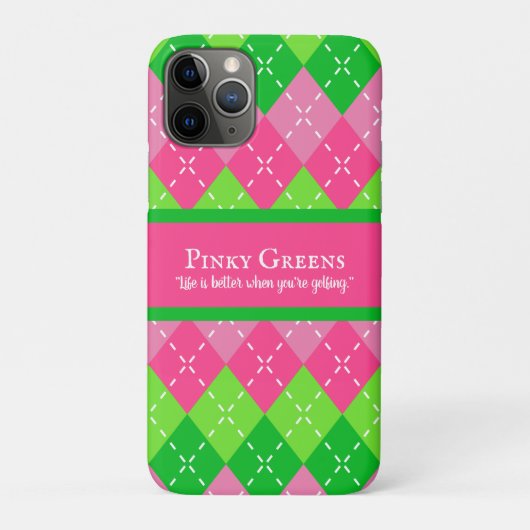 Roze en Groen Argyle Wit Stitching Preppy Golf Case-Mate iPhone Case (Achterkant)