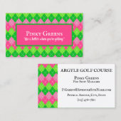 Roze en Groen Argyle Wit Stitching Preppy Golf Visitekaartje (Voorkant / Achterkant)