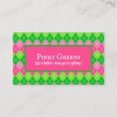 Roze en Groen Argyle Wit Stitching Preppy Golf Visitekaartje (Voorkant)