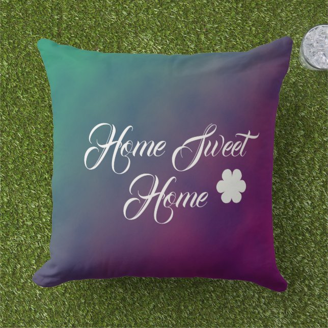 Roze en Groen Artistieke waterverf Modern Buitenkussen (Gras)