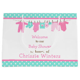 Roze en Groen Baby Line Baby shower Poster Groot Cadeauzakje