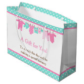 Roze en Groen Baby Line Baby shower Poster Groot Cadeauzakje (Achterkant Gekanteld)