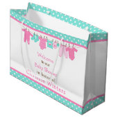Roze en Groen Baby Line Baby shower Poster Groot Cadeauzakje (Voorkant Gekanteld)