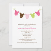 Roze en Groen Baby Meisje Kleding Baby shower Kaart (Voorkant)