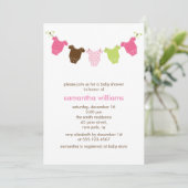 Roze en Groen Baby Meisje Kleding Baby shower Kaart (Staand voorkant)