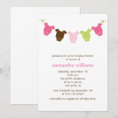 Roze en Groen Baby Meisje Kleding Baby shower Kaart (Voorkant / Achterkant)