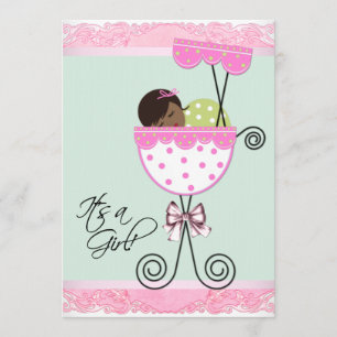 Roze en groen Baby shower Kaart