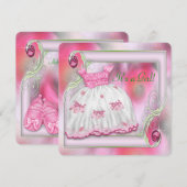 Roze en groen Baby shower Kaart (Voorkant / Achterkant)